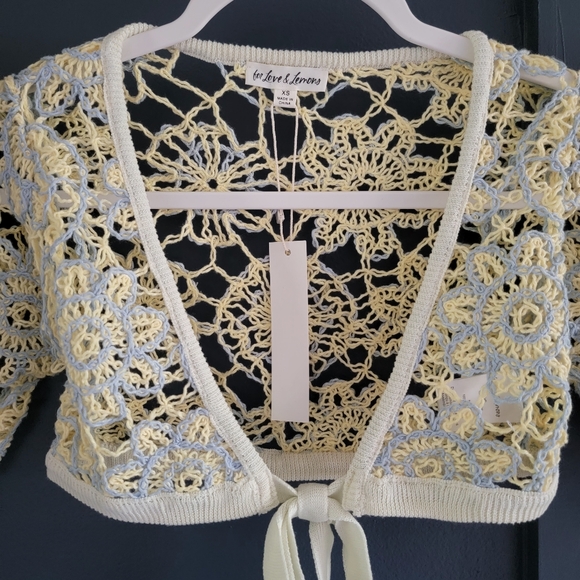 For Love & Lemons Sofia Set Swim Coverup See Through Crochet Crop Top Midi Skirt - Picture 7 of 13